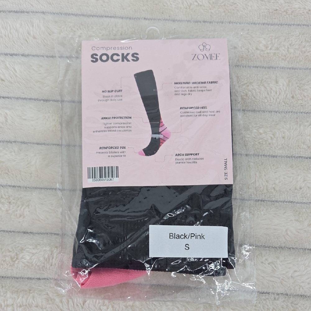 Black and Pink Compression Socks